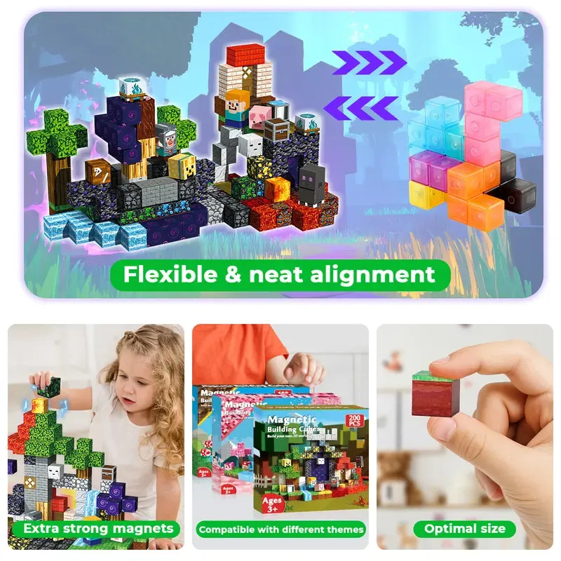 LilToyLab™ Minecraft Magnetic Building Blocks (100 PCS)